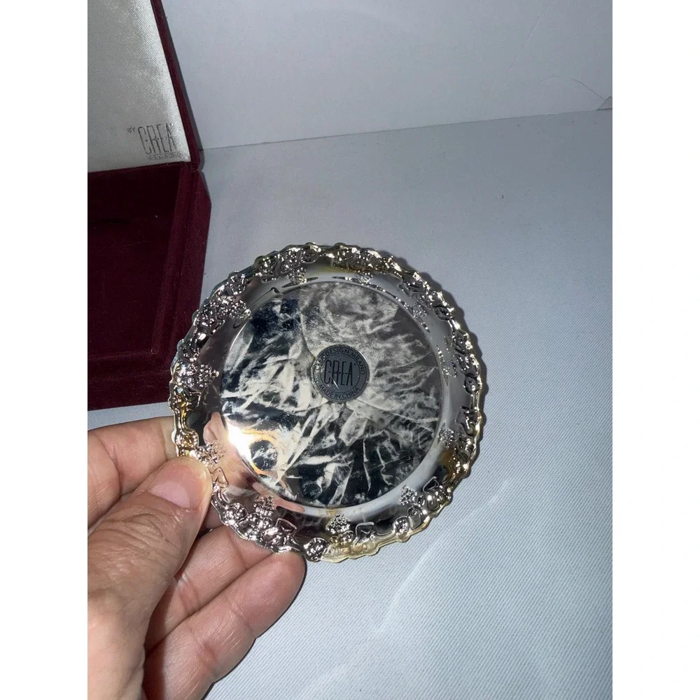 CREA Milano Classic Silver Collection Coaster Set of 6 with Velvet Box Vintage